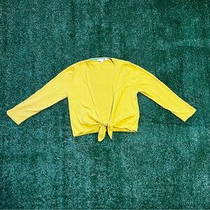 Boden Yellow 3/4 Sleeve Tie-Front Blouse